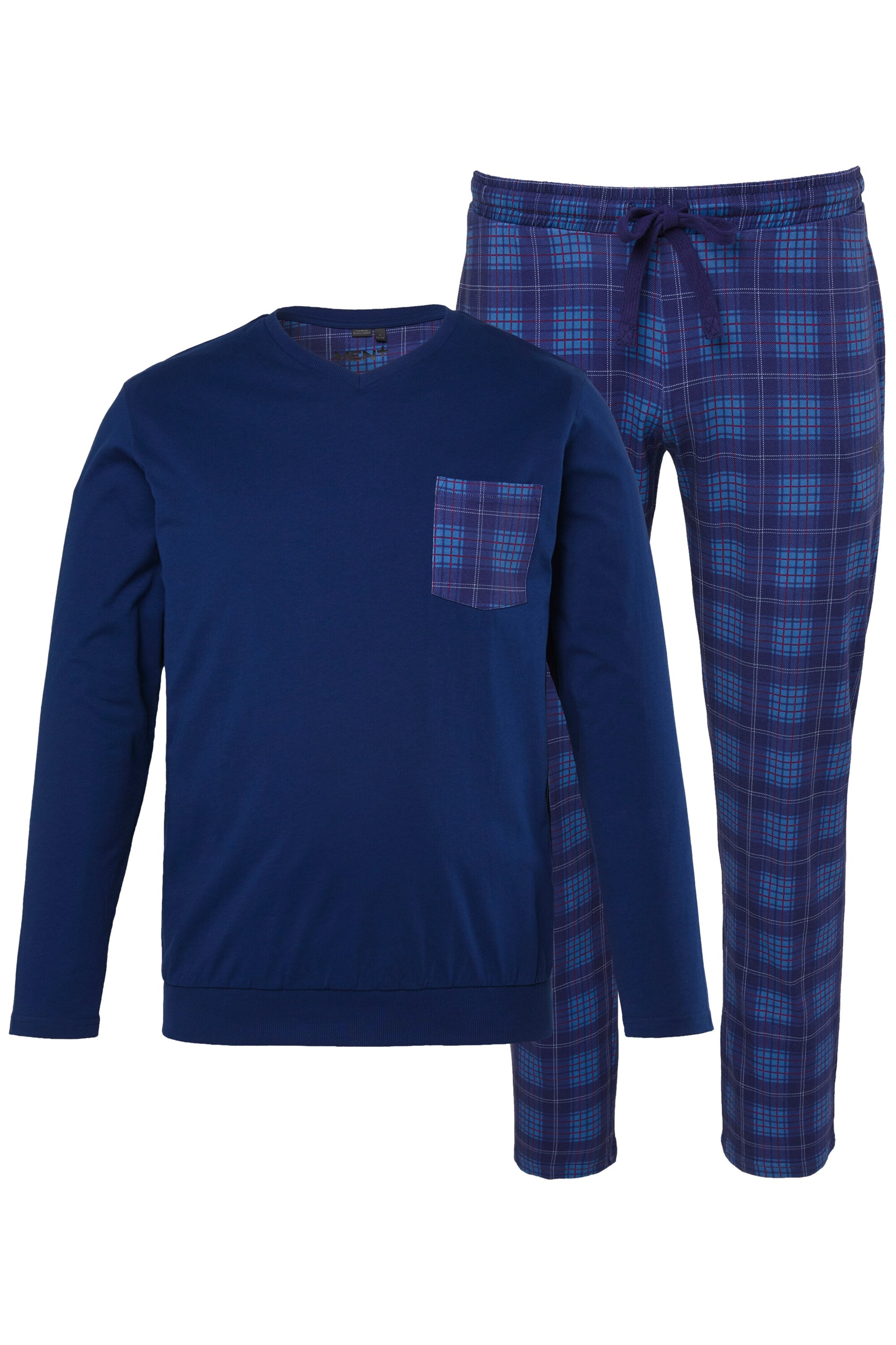 Men Plus Pyjama lang in Blauw: voorkant