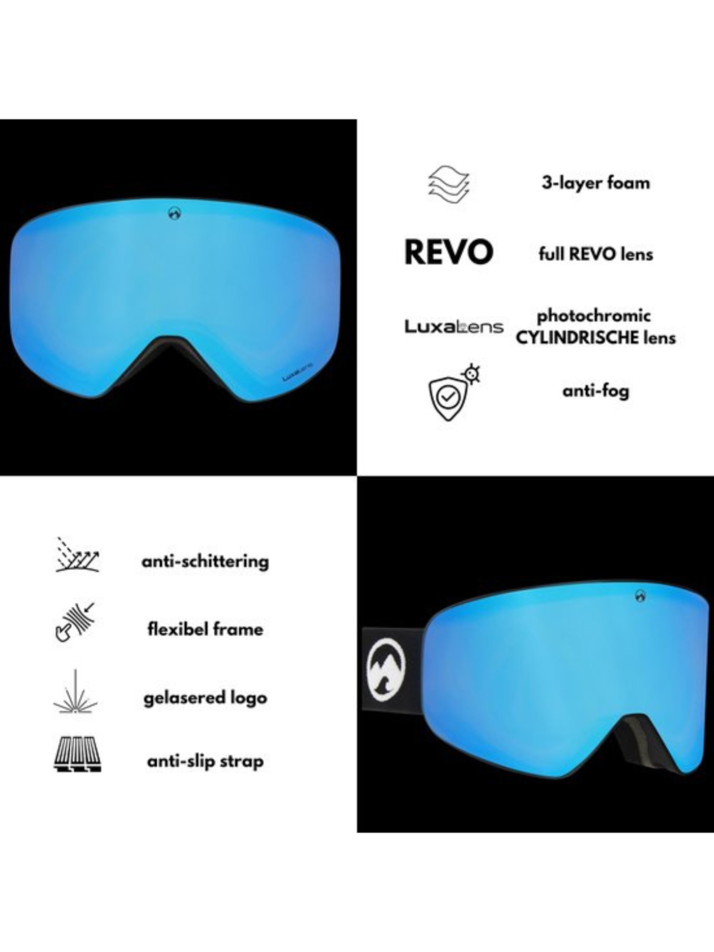 Mowmow - Gafas deportivas 'MowMow STEALTH Ski Goggles - Photochromic Lens - ECO: Bioresin Frame & Recycled - UV400 - Unisex' en azul