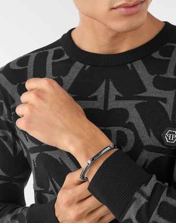 Philipp Plein Jewellery Armband 'The Plein Cuff' in Grijs: voorkant