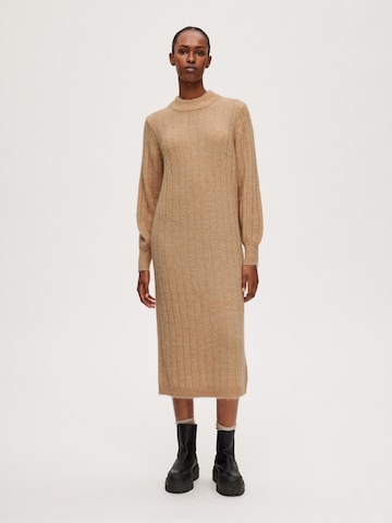 Selected Femme Petite Knitted dress 'GLOWIE' in Brown: front