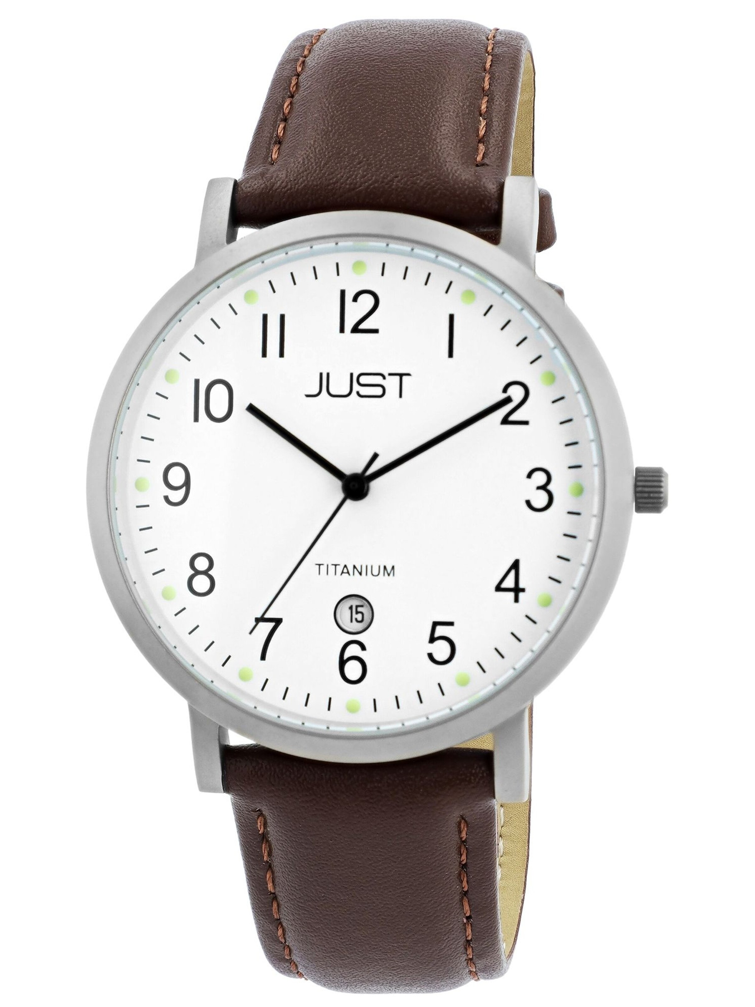 JUST Analog Watch 'Keenan, Datumsanzeige' in Brown: front