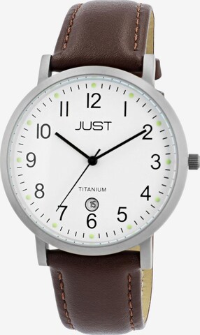JUST Analog Watch 'Keenan, Datumsanzeige' in Brown: front