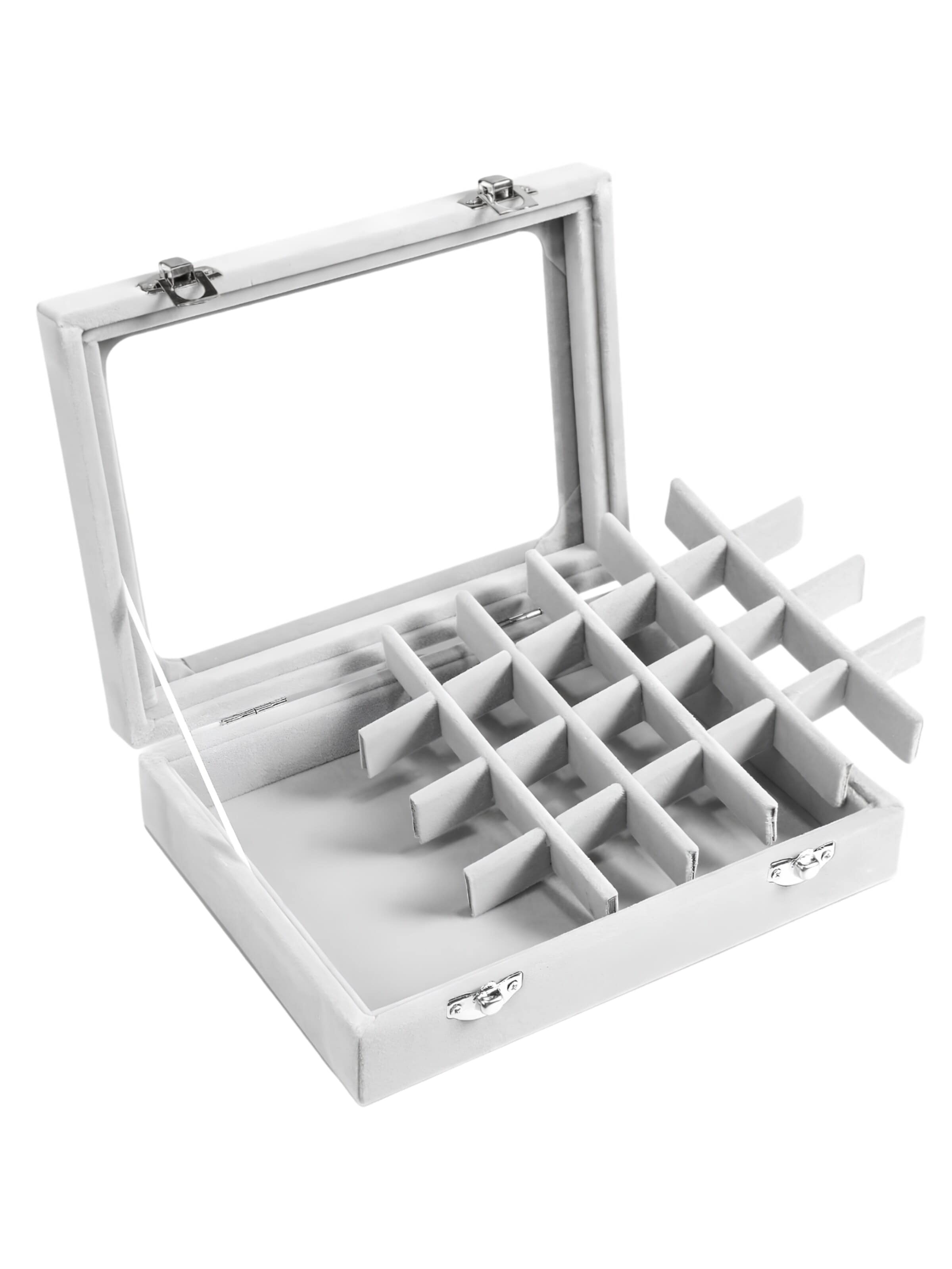Boîte à bijoux 'Velvet Jewelry Box - Grey' UNIQ Beauty en gris : devant