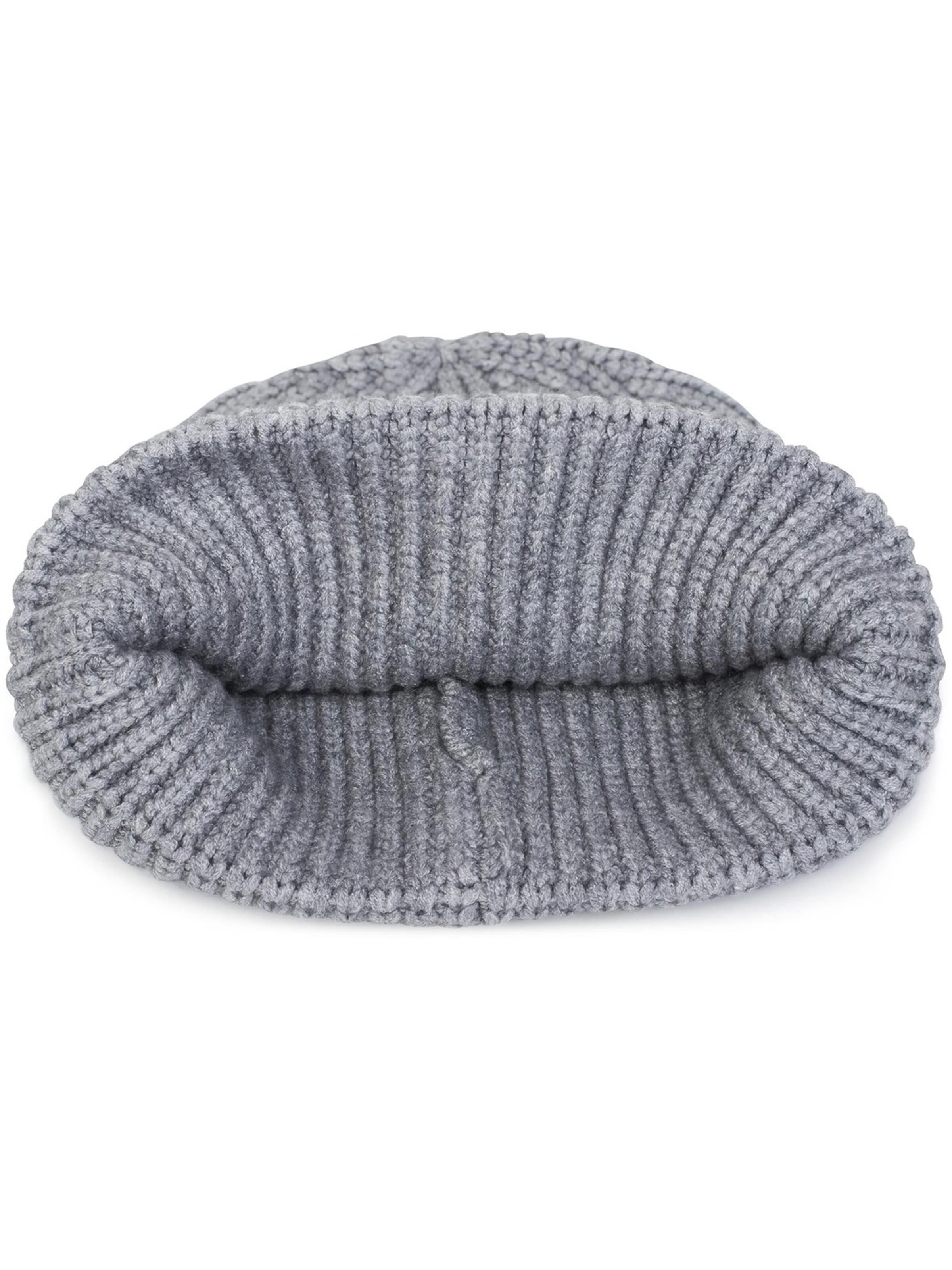 styleBREAKER Mütze 'Feinstrick Beanie Mütze mit Krempe'‌ in Grau