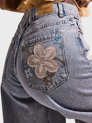 IT'S BASIC Wide leg Jeans 'RHINESTONE PALAZZO MID RISE JEANS' in Blue