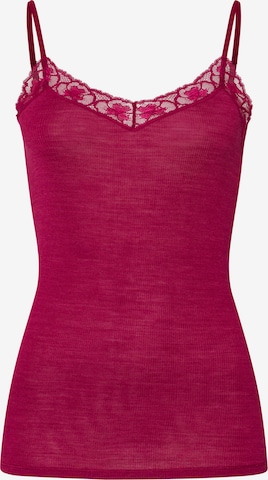 Hanro Top ' Woolen Lace ' in Red: front