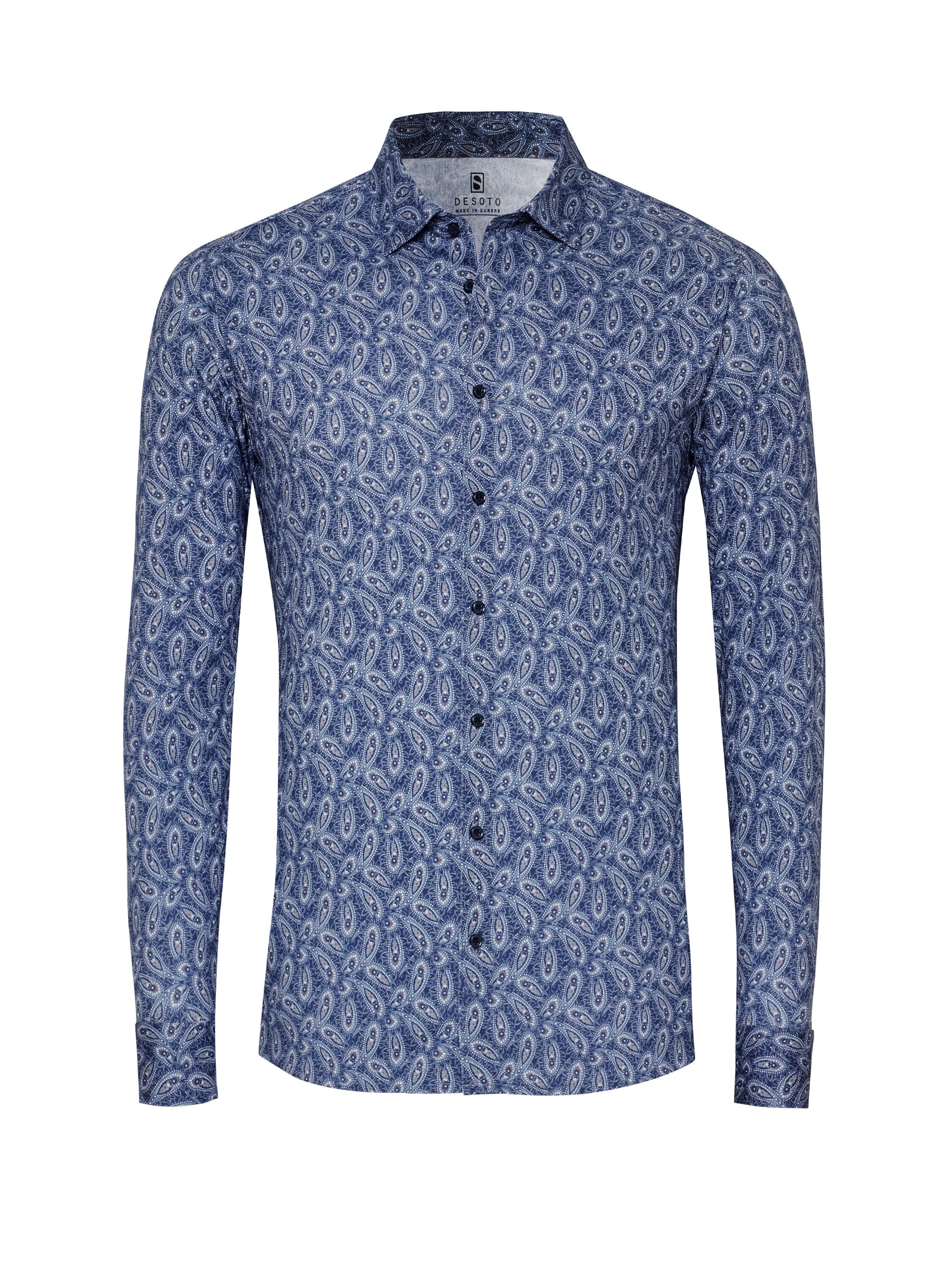 DESOTO Slim fit Button Up Shirt in Blue: front
