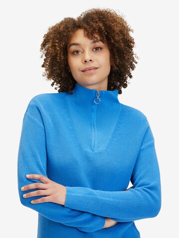 Cartoon Basic-Strickpullover mit Stehkragen in Blau