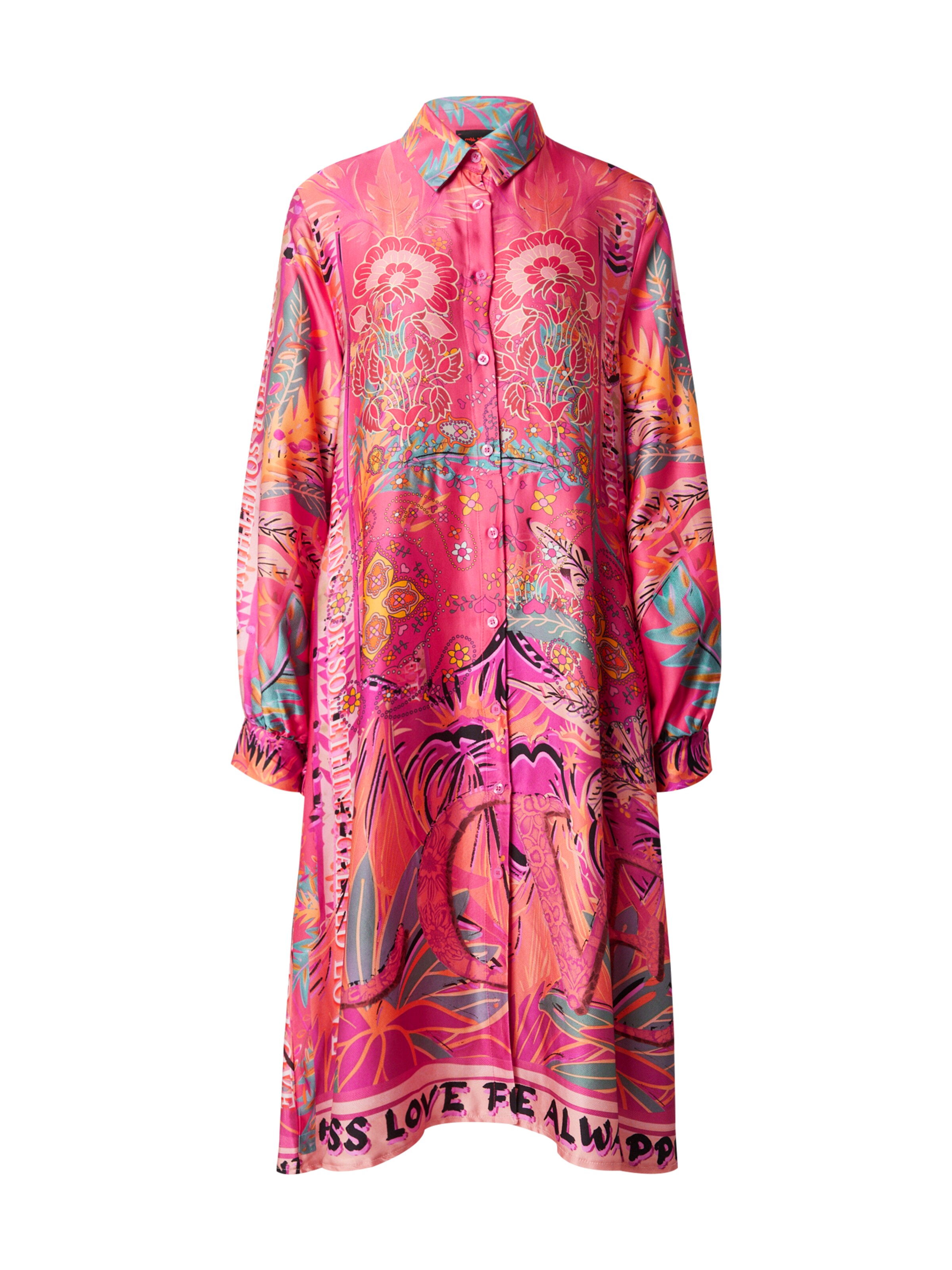 miss goodlife Robe-chemise 'Joyful Radiance' en aqua / jaune / pitaya / rose clair, Vue avec produit