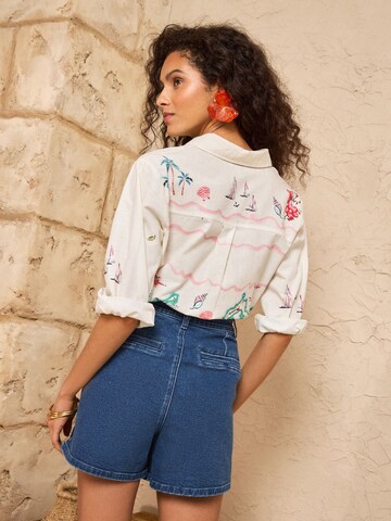 Regular Jean love & roses en bleu