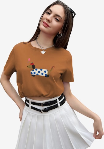 GORHEY Shirt 'Women's Summer Casual Print Shirt, Short-Sleeve Loose Fit' in Orange: Vorderseite