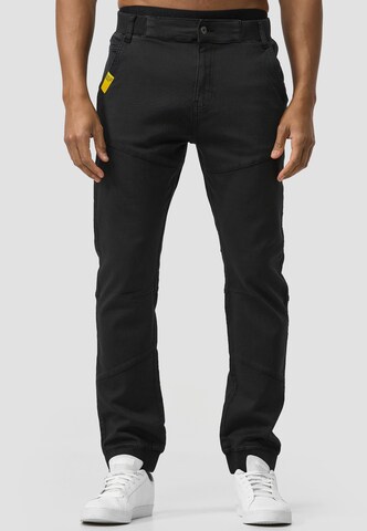 INDICODE JEANS Tapered Pants 'Zannes' in Black: front
