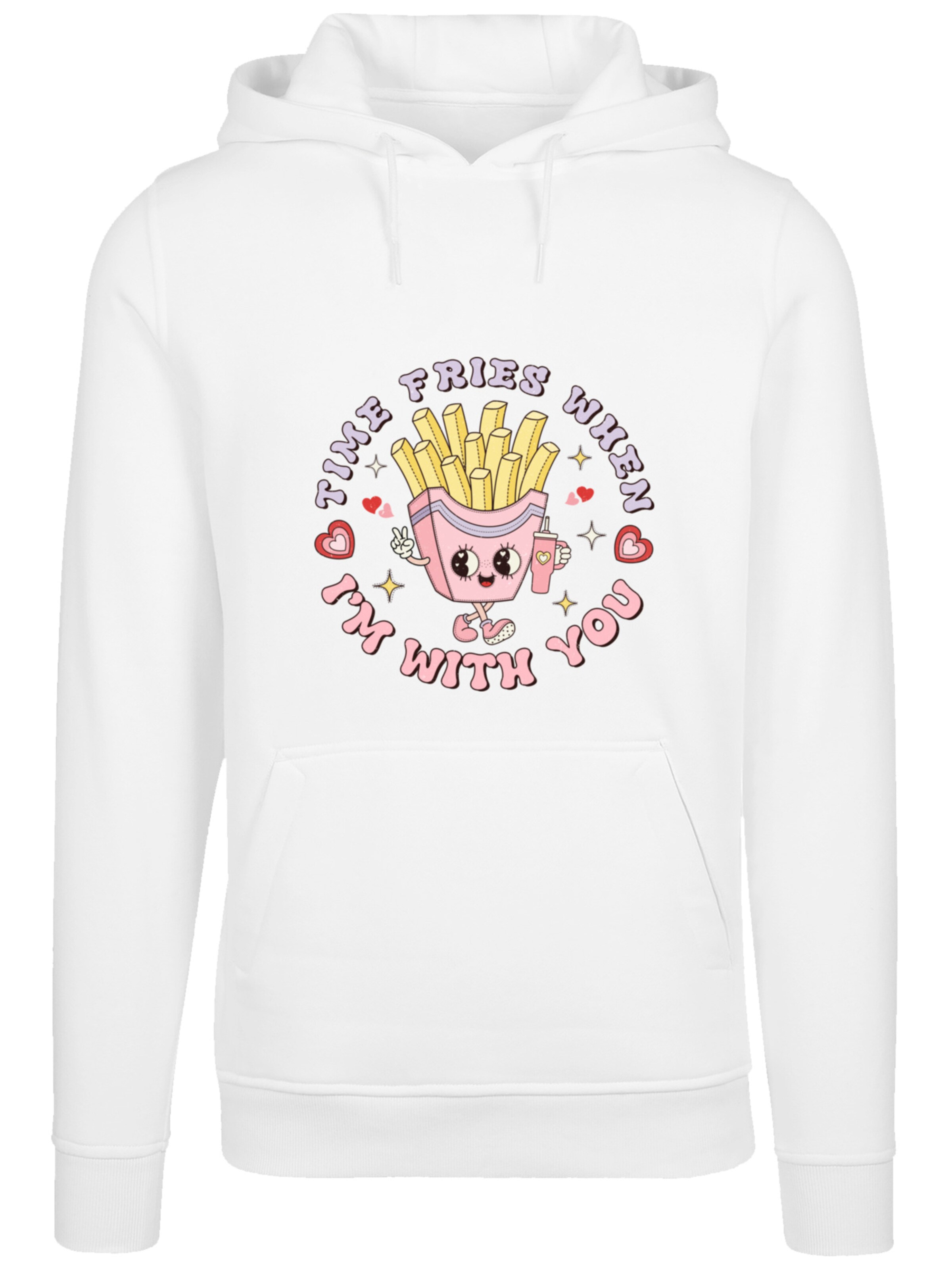 F4NT4STIC Sweatshirt 'Time Fries when I am with you Valentinstag' in Wit: voorkant