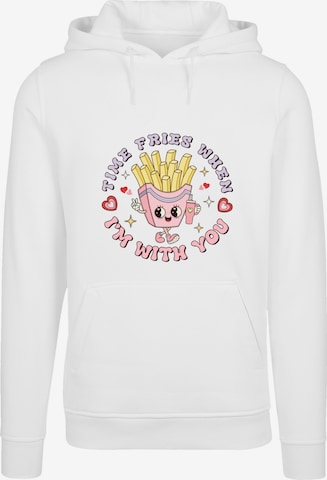 Sweat-shirt 'Time Fries when I am with you Valentinstag' F4NT4STIC en blanc : devant