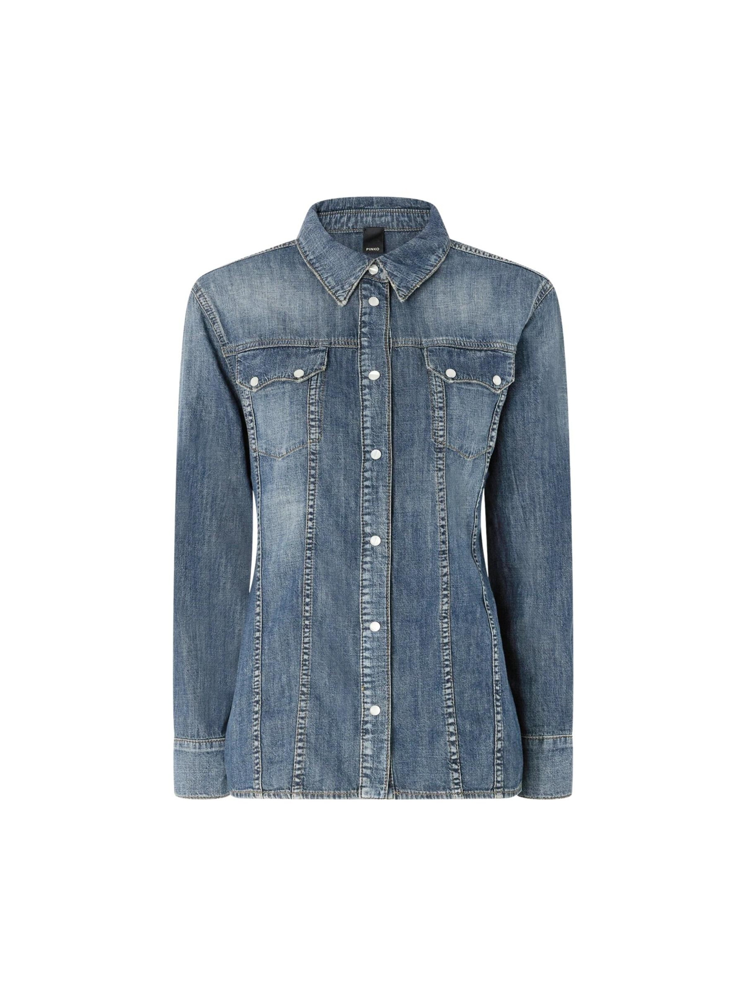 PINKO Shirt 'PINKO CASTELDORIA CAMICIA LIGHT DENIM CAMICIA'‌‌‌‌‌‌‌‌‌ in L in blue denim, Produktansicht