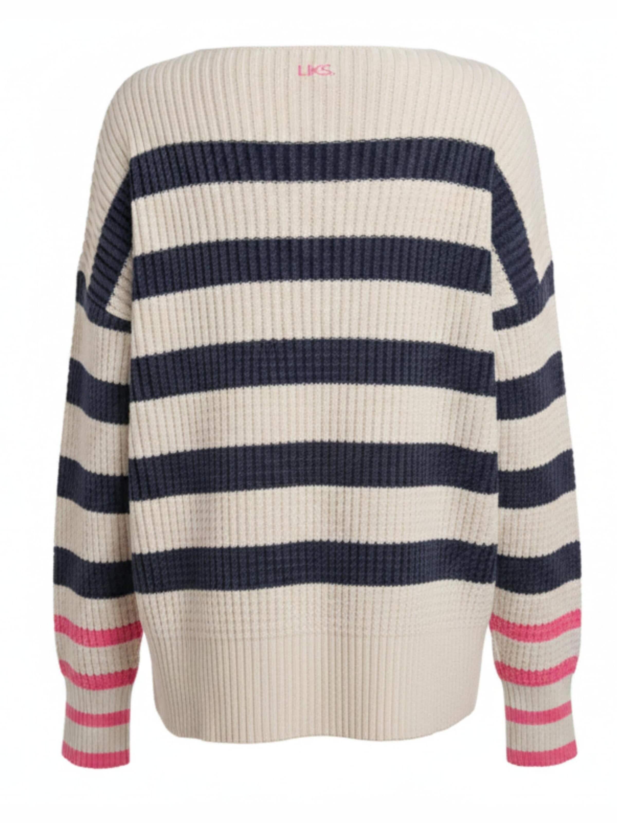 Pullover 'Oversize Strickpullover Zopfmuster mit Streifen aus Baumwolle - DianaC' di LIKS. Munich in blu
