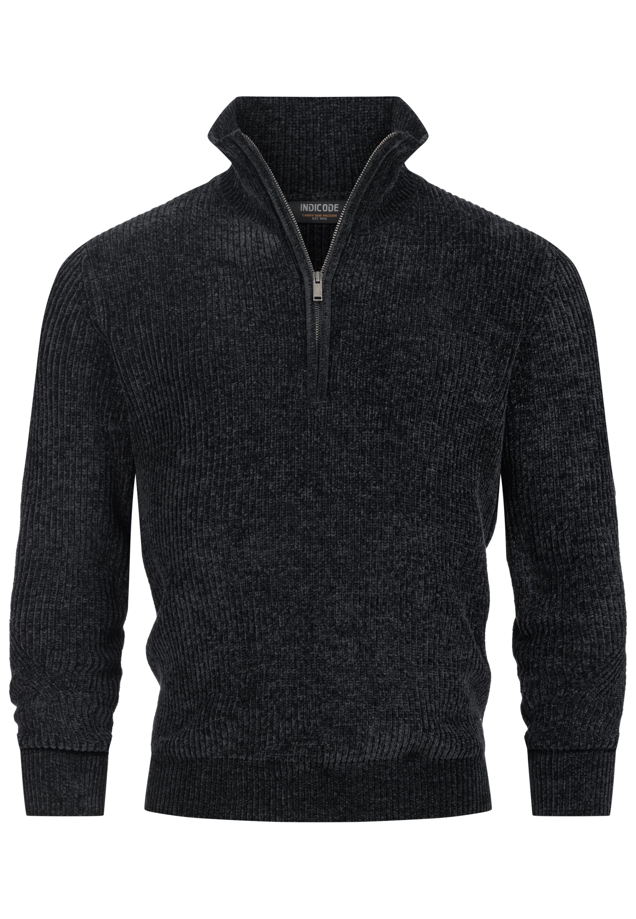 INDICODE JEANS Sweater 'INHunch ' in Black: front