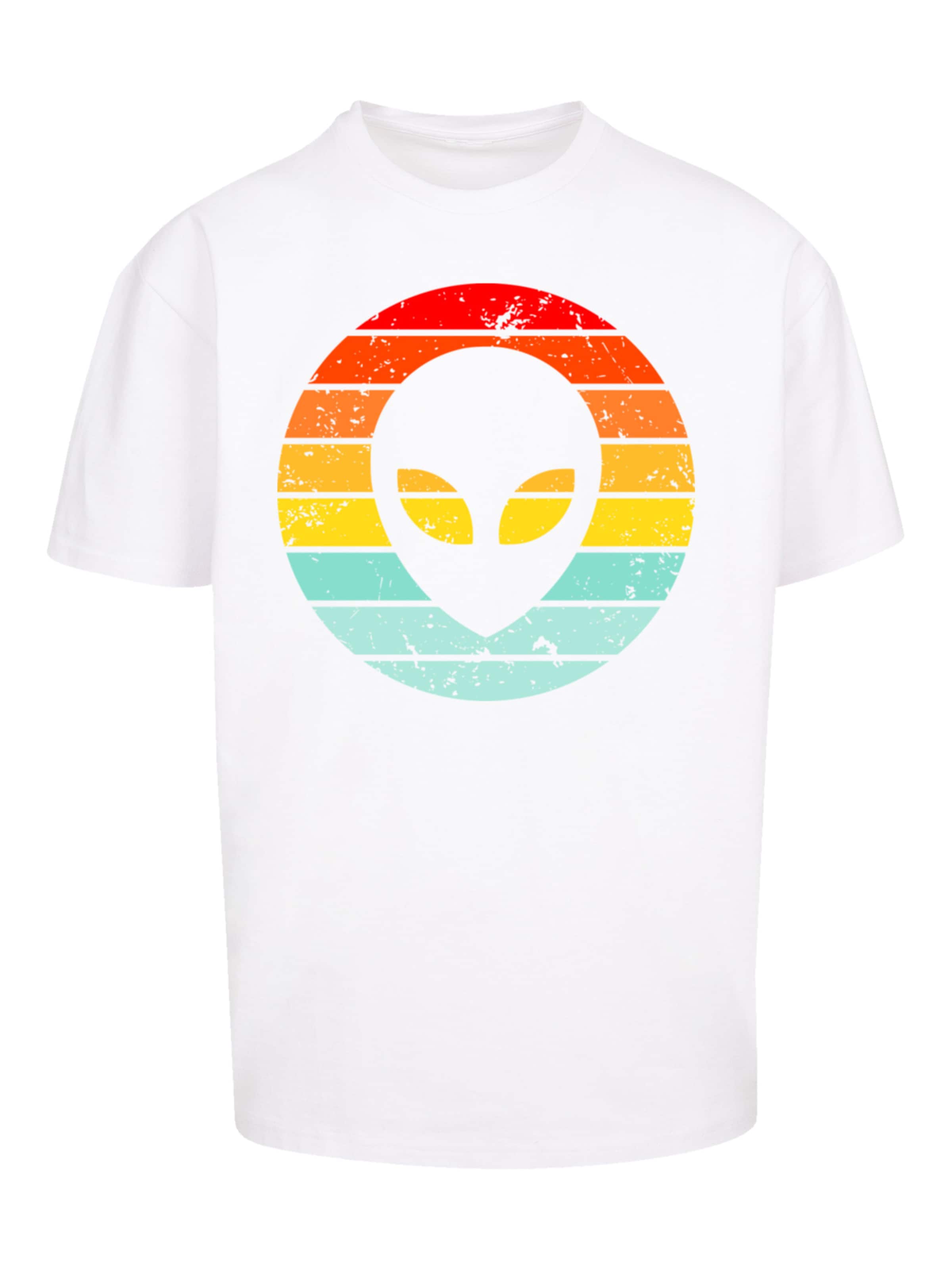 F4NT4STIC Shirt 'Alien Retro Sonnenuntergang' in Wit: voorkant