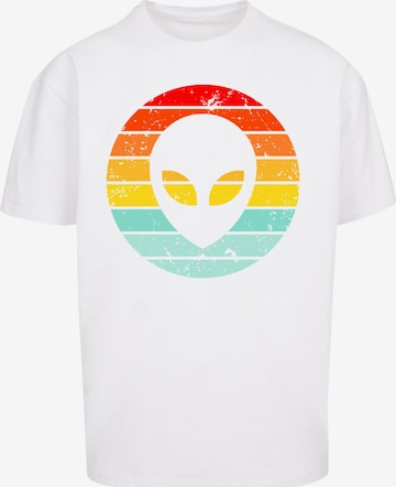 T-Shirt 'Alien Retro Sonnenuntergang' F4NT4STIC en blanc : devant