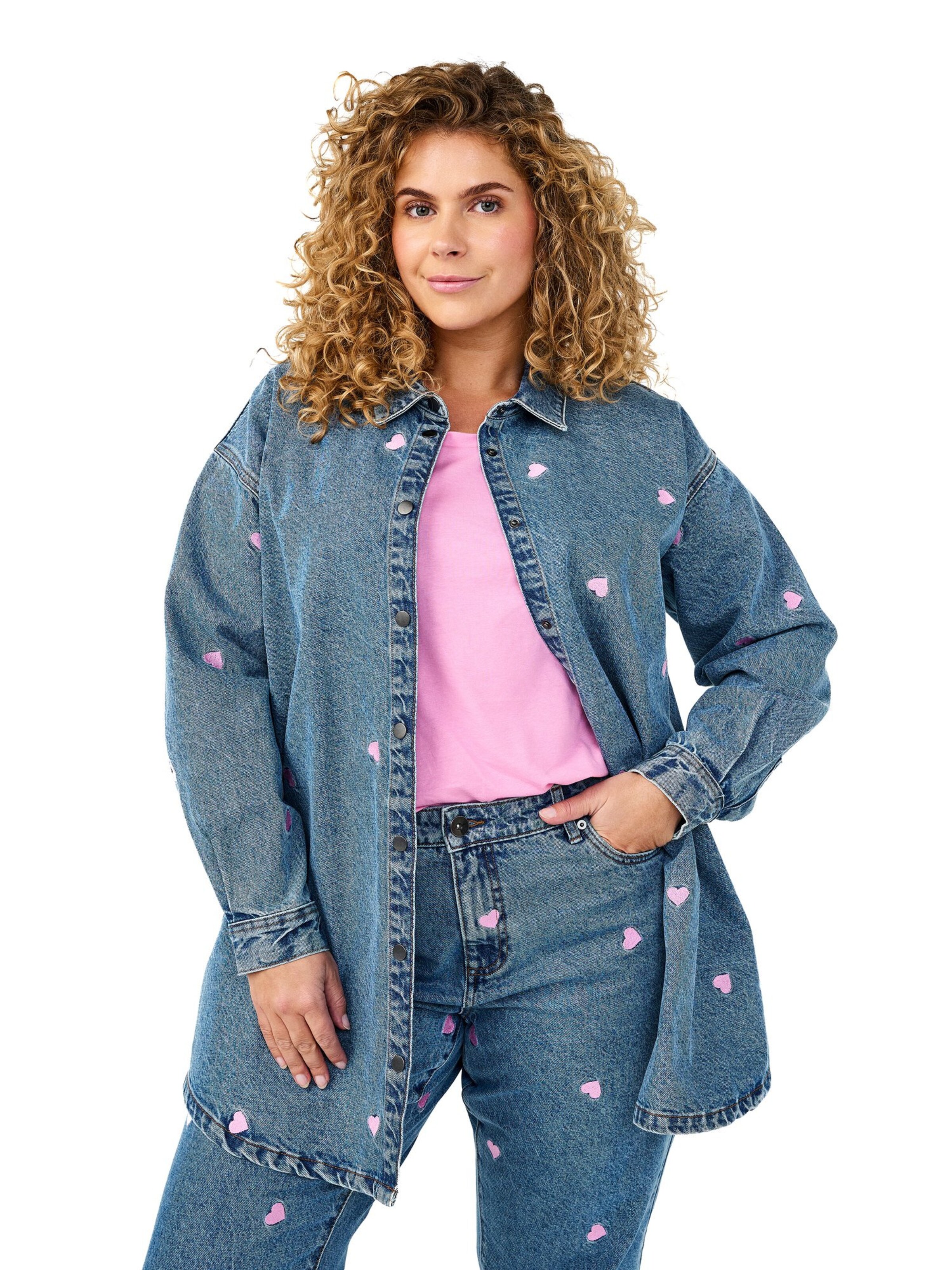 Zizzi - Blusa 'FLOWER' en azul: frente