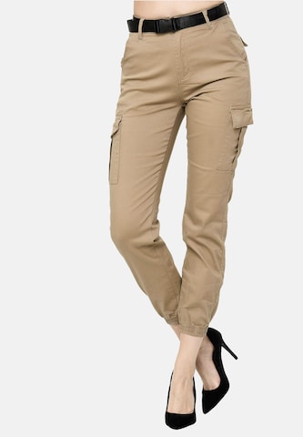 Elara Slimfit Cargobroek in Beige