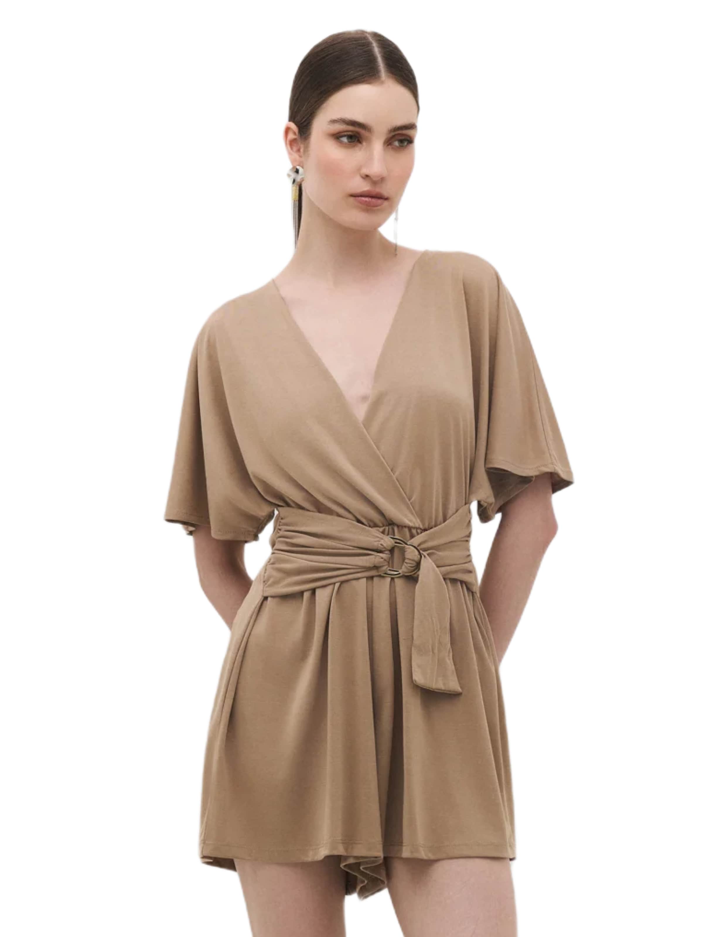 No Matter What Jumpsuit in Beige: Vorderseite