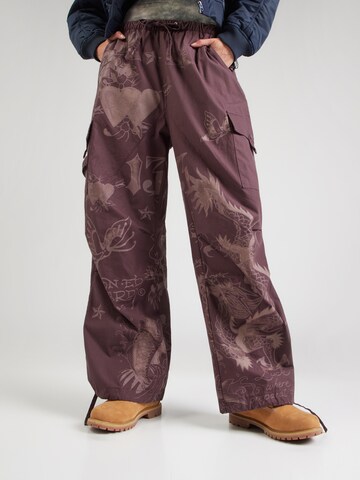 Ed Hardy Широки крачоли Карго панталон в червено: отпред