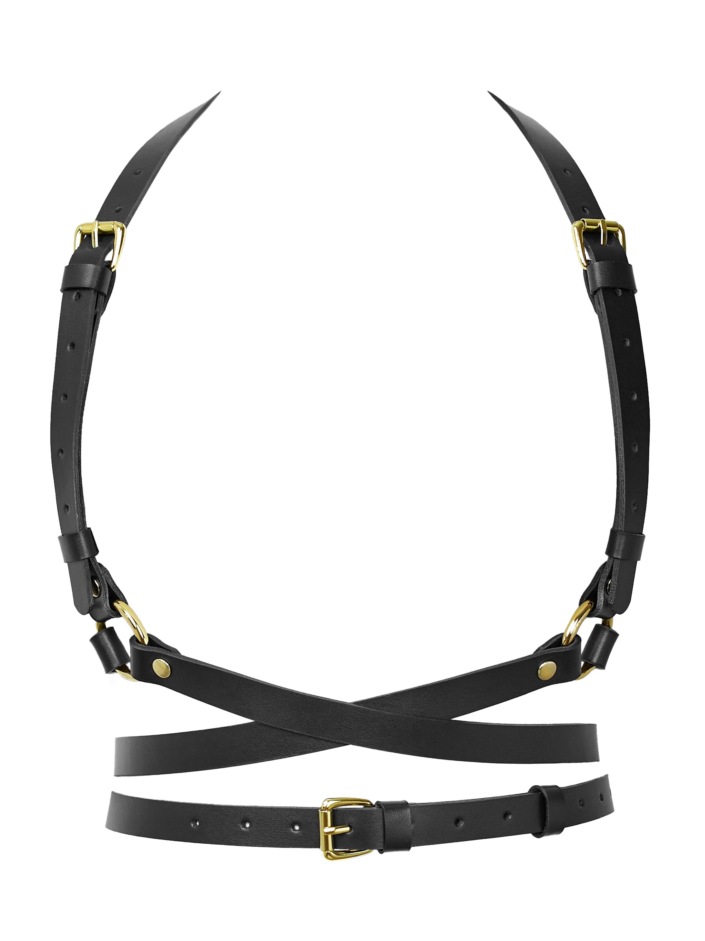 GODDESS Leather Gürtel 'Harness ARTEMIS'‌‌‌‌‌‌‌‌‌ in Gold: Vorderseite