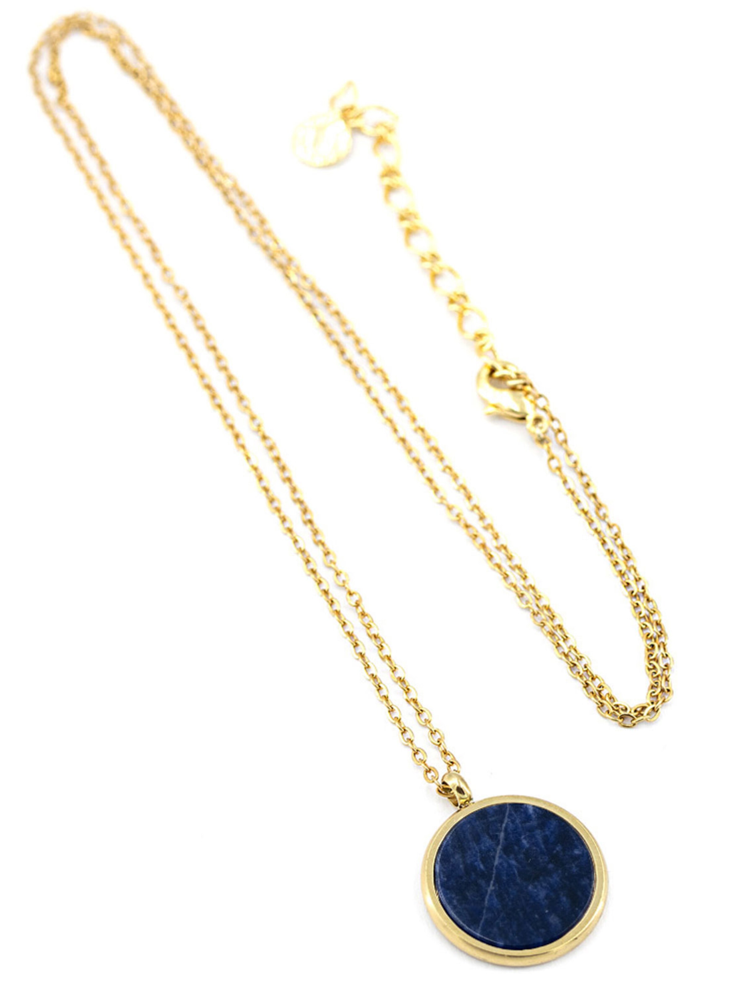 Sergio Engel Kette 'Beach Kette 02 Vergoldete Edelstahlkette mit Natursteinanhänger'‌‌‌‌‌‌ in Blau: Vorderseite