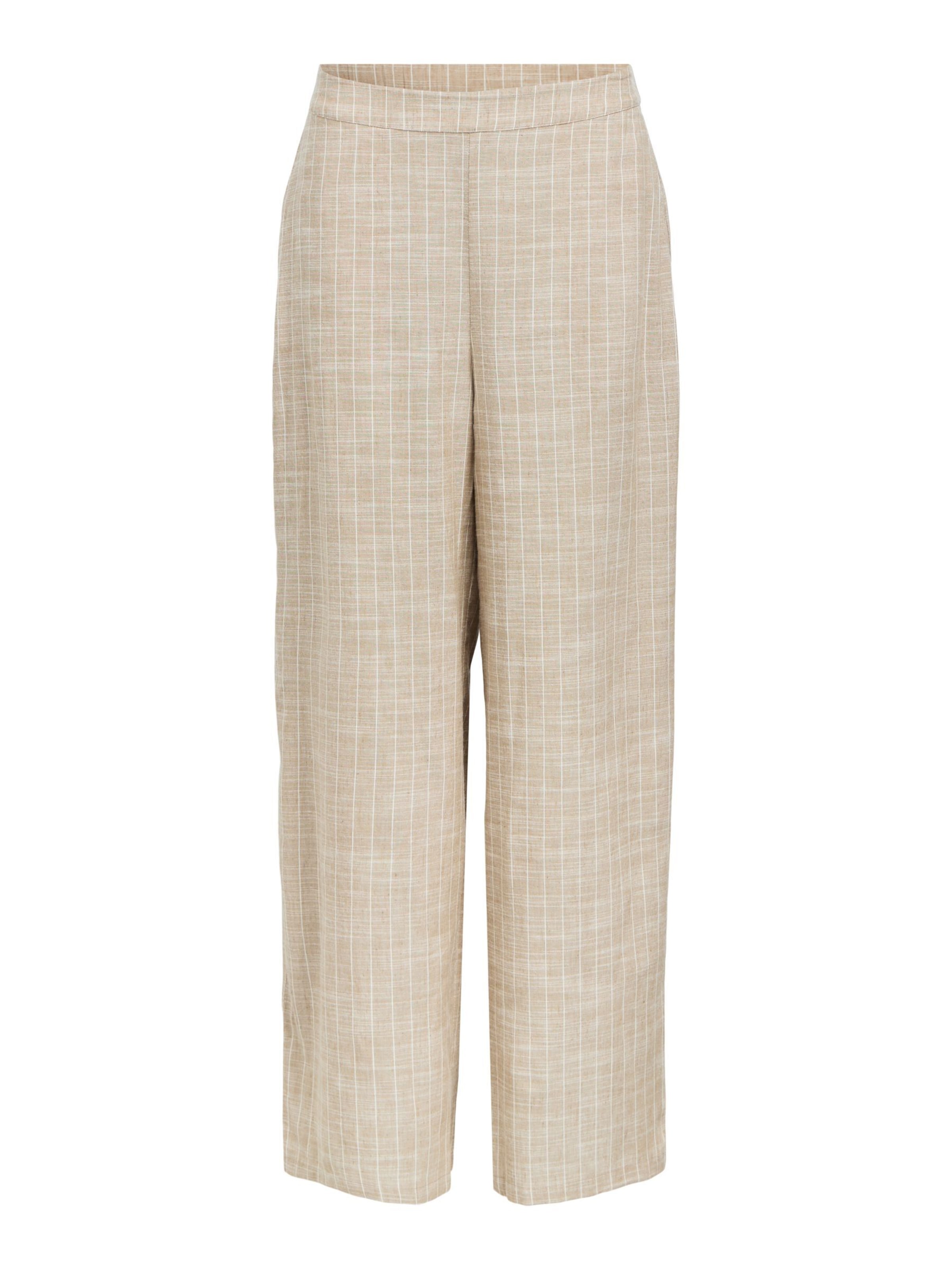 OBJECT Wide leg Broek 'OBJPAULA' in Beige: voorkant