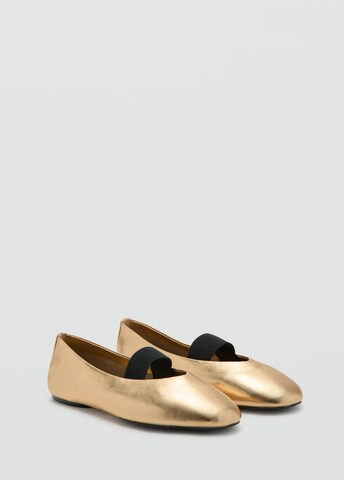MANGO Ballet Flats with Strap 'Orio' in Gold