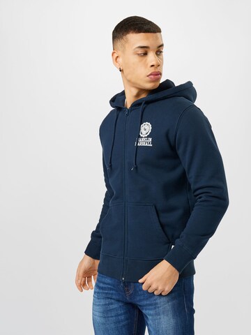 FRANKLIN & MARSHALL Zip-Up Hoodie in Blue: front