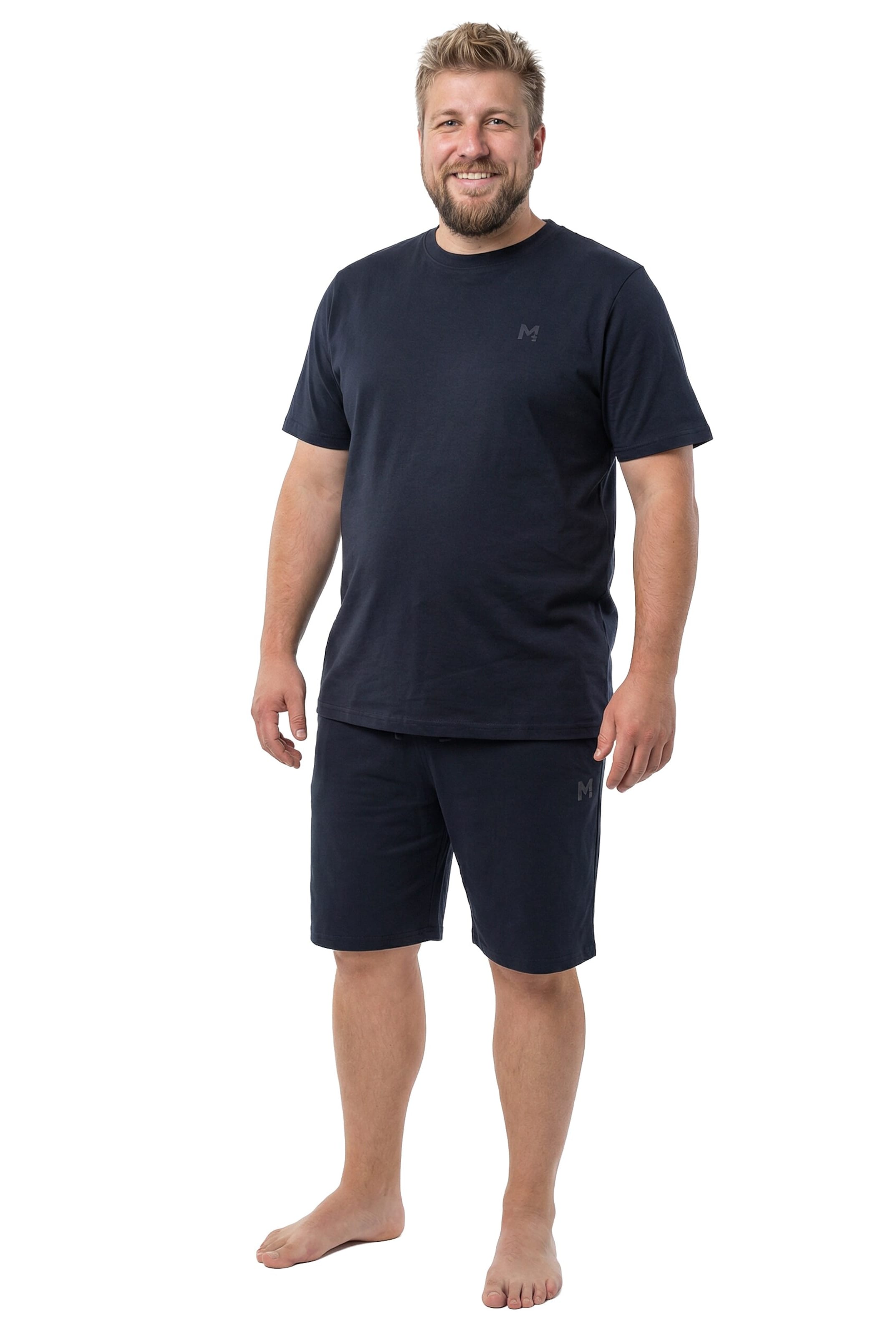 Men Plus Pyjama kort in Blauw: voorkant