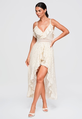 Robe de soirée Ombre en beige : devant