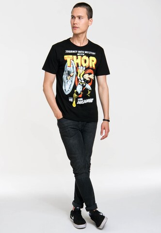 LOGOSHIRT T-Shirt 'Thor - Marvel - For Asgaaard!' in Schwarz