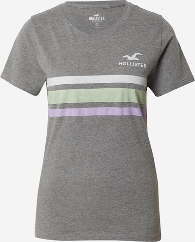 HOLLISTER T-shirt en gris chiné / vert clair / violet clair / blanc, Vue avec produit