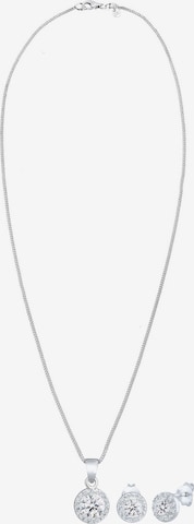 ELLI PREMIUM Schmuckset Kristall Kette, Kristall Ring, Solitär-Kette in Silber