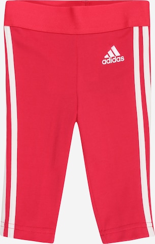 rozā ADIDAS SPORTSWEAR Standarta Sporta bikses 'Essentials 3 Stripes': no priekšpuses