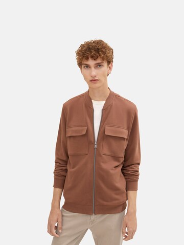 TOM TAILOR DENIM Sweat jacket in Brown