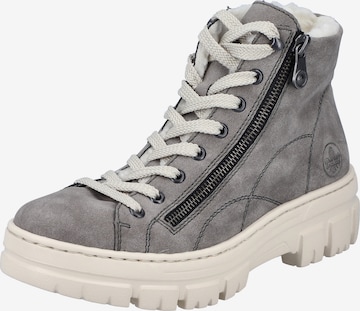 Rieker Lace-Up Ankle Boots in Grey: front