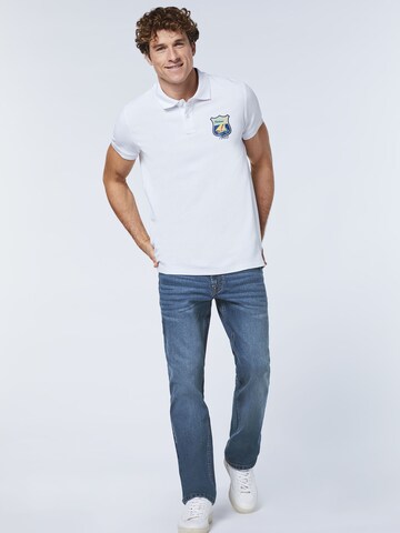 Oklahoma Jeans Poloshirt ' aus Piqué ' in Weiß