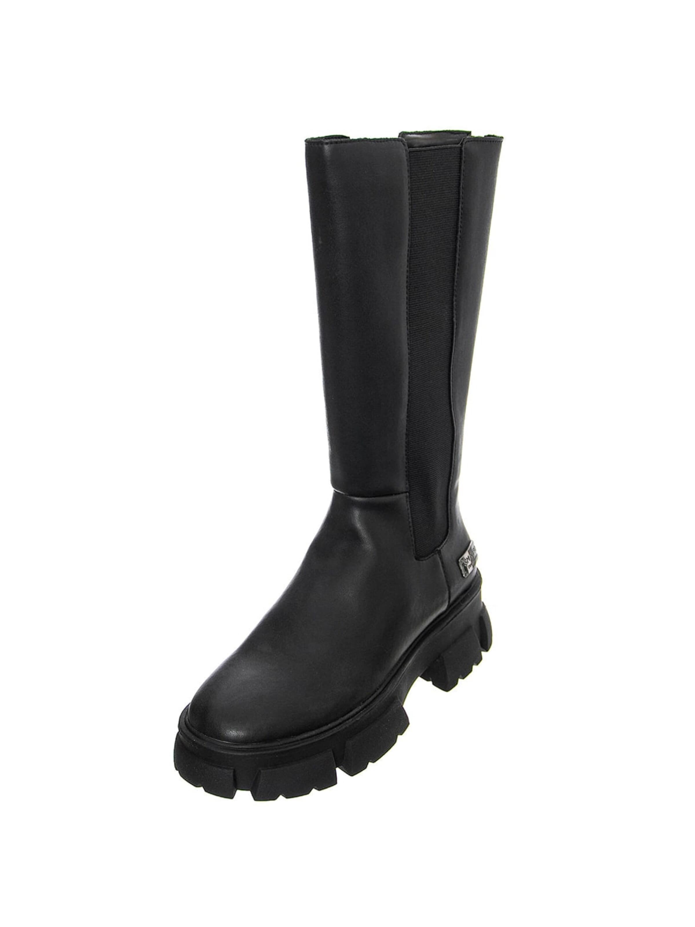 STEVE MADDEN Kozaki 'TRANSCEND BLACK LEATHER' w kolorze czarny: przód