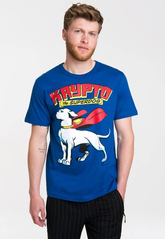 LOGOSHIRT T-Shirt 'Superdog - Krypto - DC Comics' in Blau: Vorderseite
