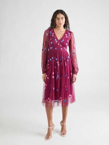 Frock and Frill Cocktail Dress in Purple: front