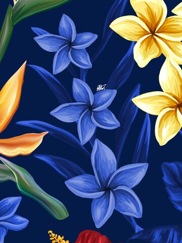 Hawaiihemdshop.de - Regular Fit Camisa 'Hawaiihemd "Flowerful Summer (blue)"' em azul