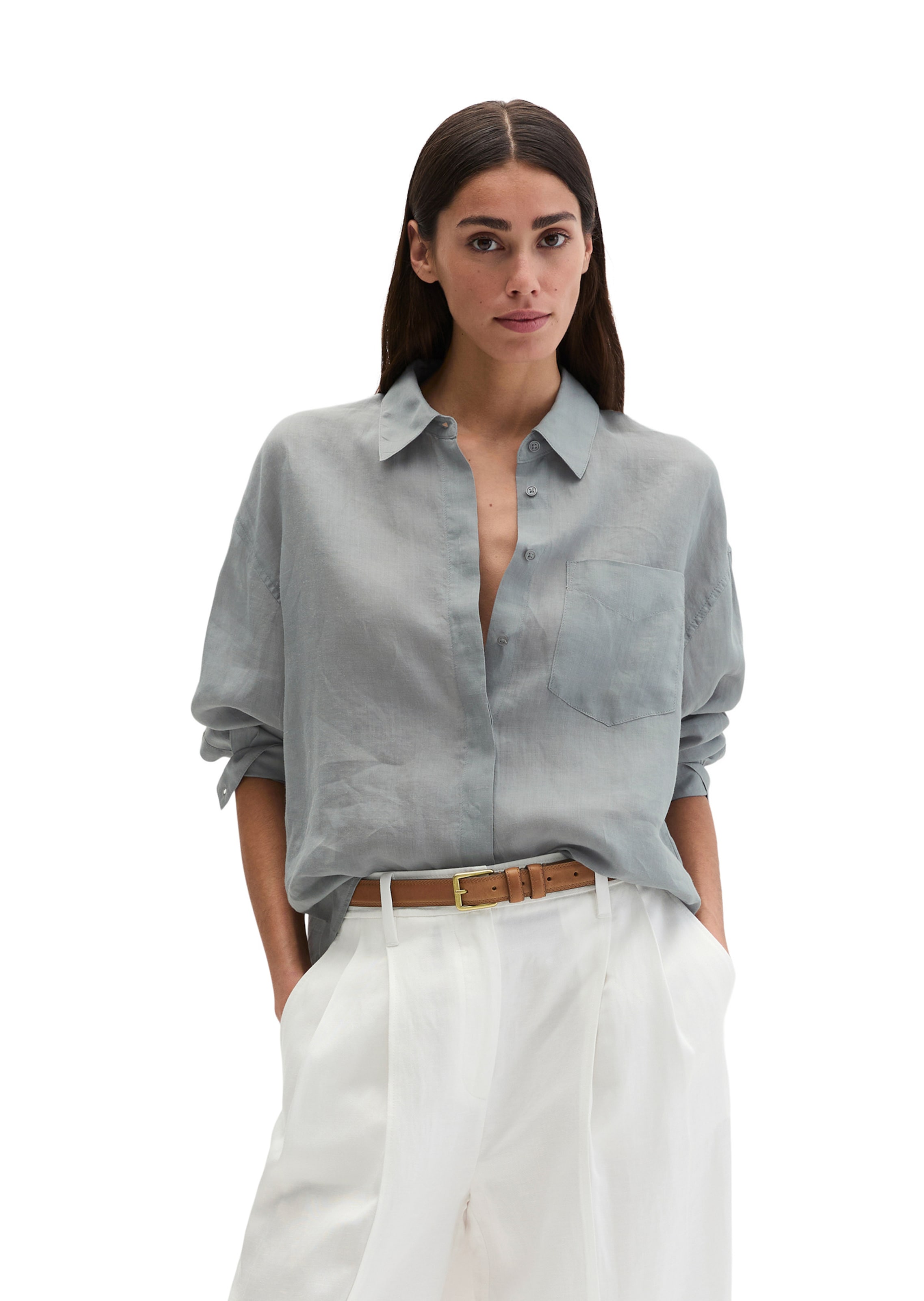 Marc O'Polo Blouse in Grijs: voorkant