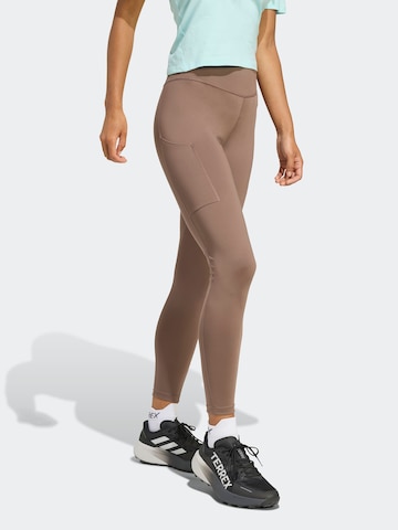 ADIDAS TERREX Skinny Outdoor hlače 'MT' | rjava barva: sprednja stran