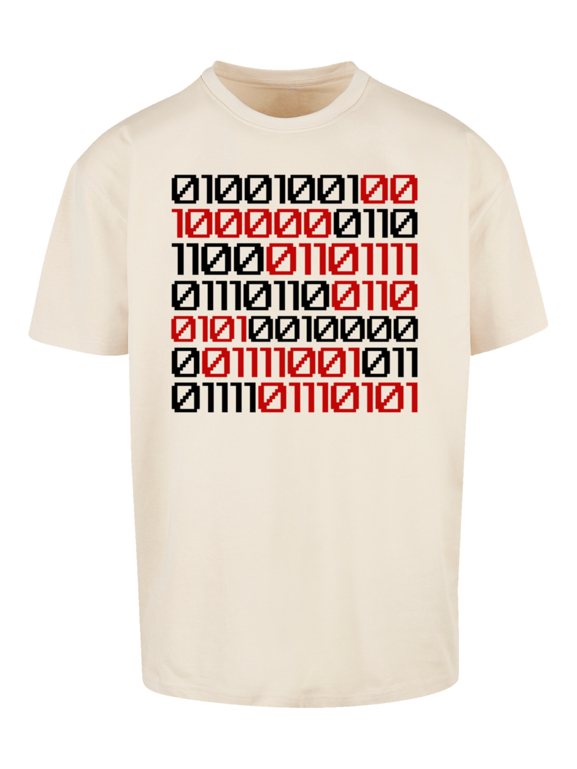 F4NT4STIC T-Shirt 'I Love You 01001001 Binary Code Valentinstag' in Beige: Vorderseite