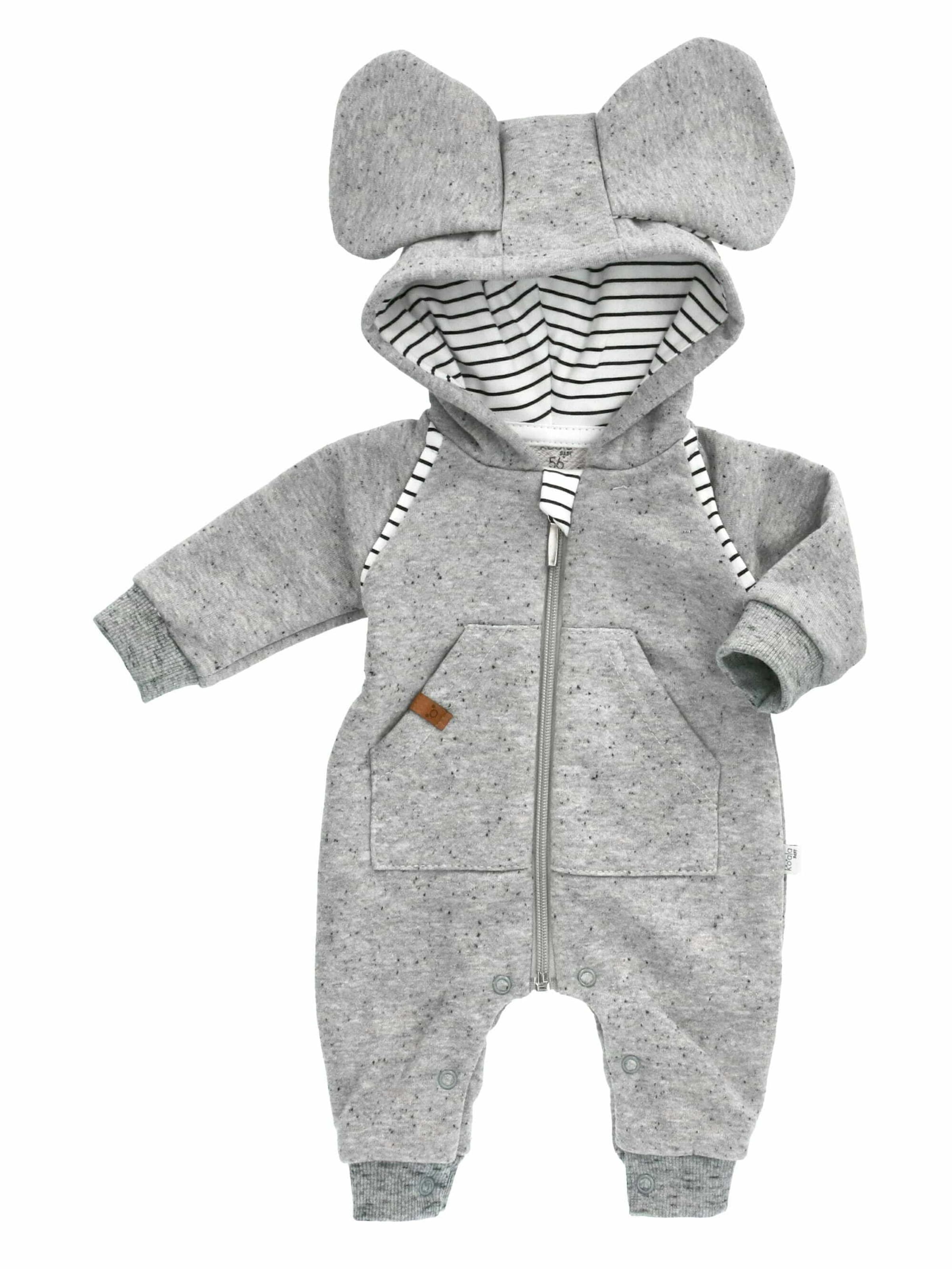 Koala Baby Overall ' Sweet Bunny ' in Grey: front