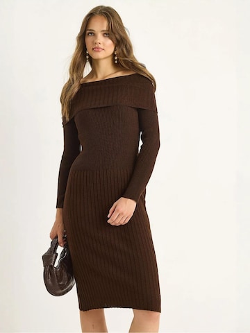 Bianco Lucci Gebreide jurk in Bruin